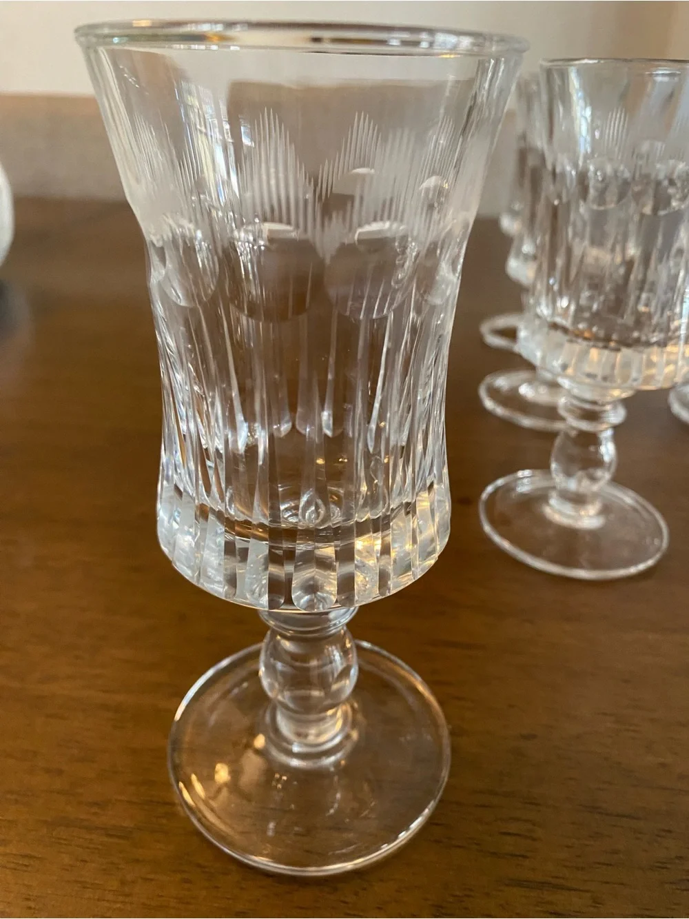 Vintage Cut Goblet Glasses - Clear Stemware from Italy